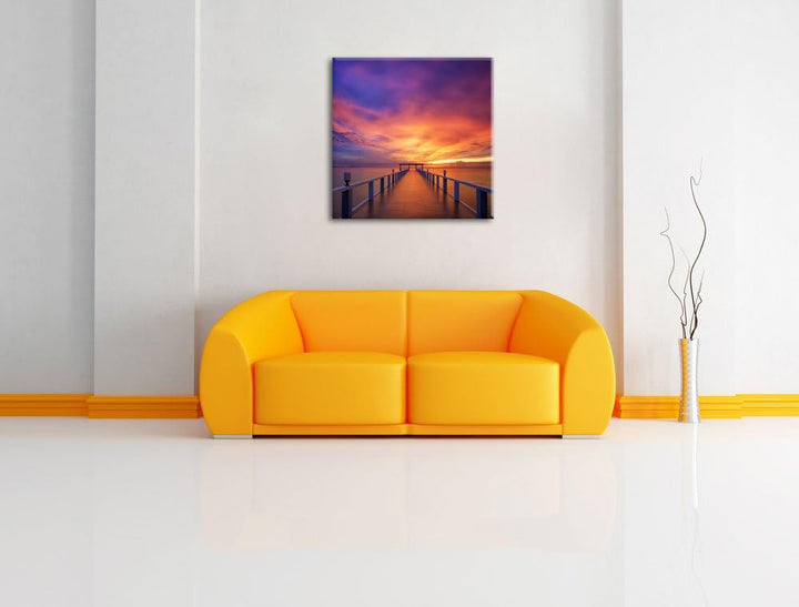 Pixxprint Steg ins Meer als Leinwandbild/Grösse: 70x70 cm/Wandbild/Kunstdruck/fertig bespannt, 70x70