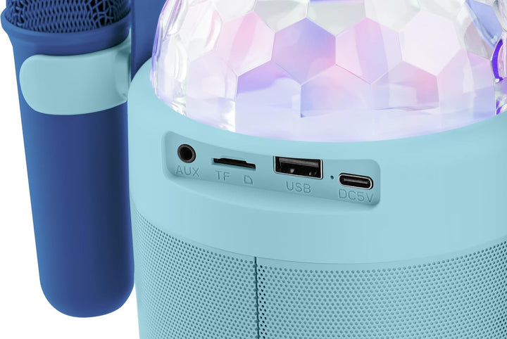 GOGEN Disco Kinder‑Bluetooth‑Party‑Lautsprecher I 6,5W I Karaoke mit 2 Mikrofonen I Licht‑Effekte I