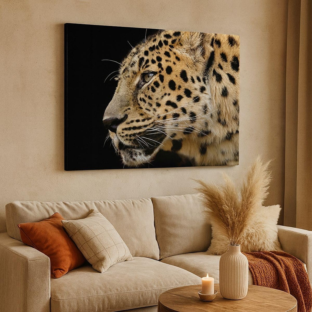 Bilder auf Leinwand 100x70cm Leinwandbild Tiere Leopard wilde Katze wilde Tiere Gross Wanddeko Bild