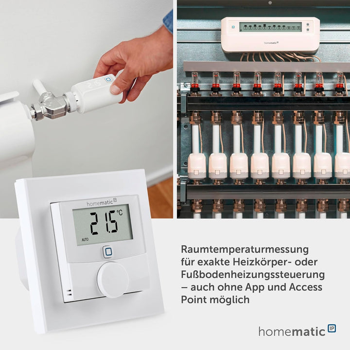 Homematic IP Smart Home Wandthermostat mit Schaltausgang HmIP-BWTH – für Markenschalter, 230 V für 2