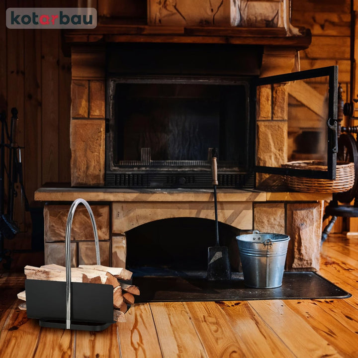 KOTARBAU® Holzkorb für Kaminholz - 41 x 52 cm - Kaminholzregal für innen &amp; aussen - Holz Tragekorb -