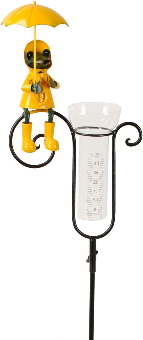 NETPROSHOP Regenmesser Rabe oder Frosch am Stab H: ca. 120 cm aus Metall u. Glas, Auswahl:Frosch gel