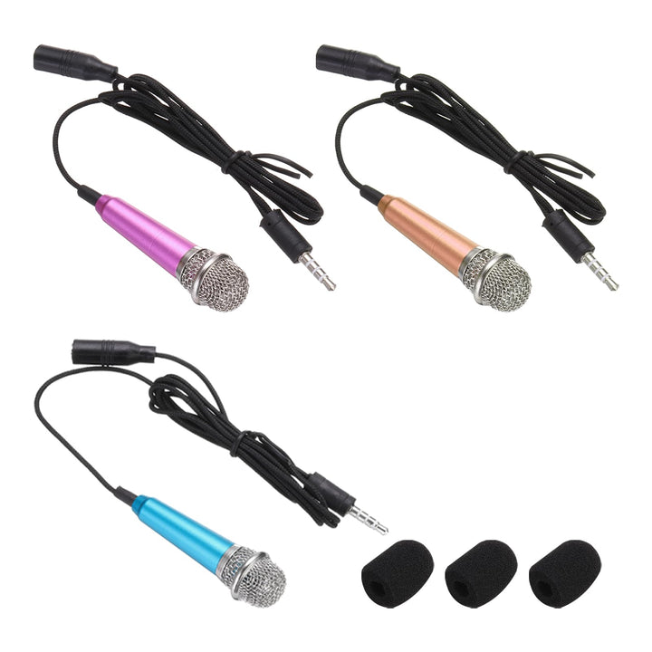 QUARKZMAN 3 Stück Mini Mikrofon Winziges Microphone Telefonmikrofon Kleines Karaoke Mikrofon mit Sch