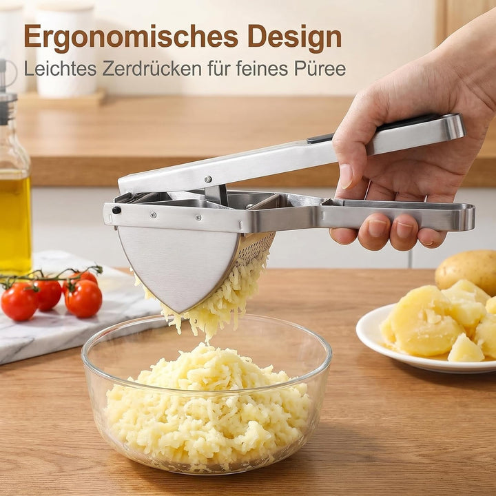 DULCE DOM Kartoffelpresse aus Edelstahl | Robustes Gemüse- & Obstpassiergerät für cremiges Püree | E