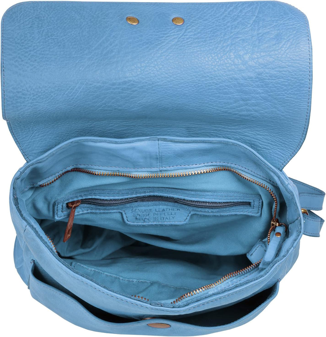 Samantha Look Rucksack Echt Leder Damen | | 021380 Blau, Blau