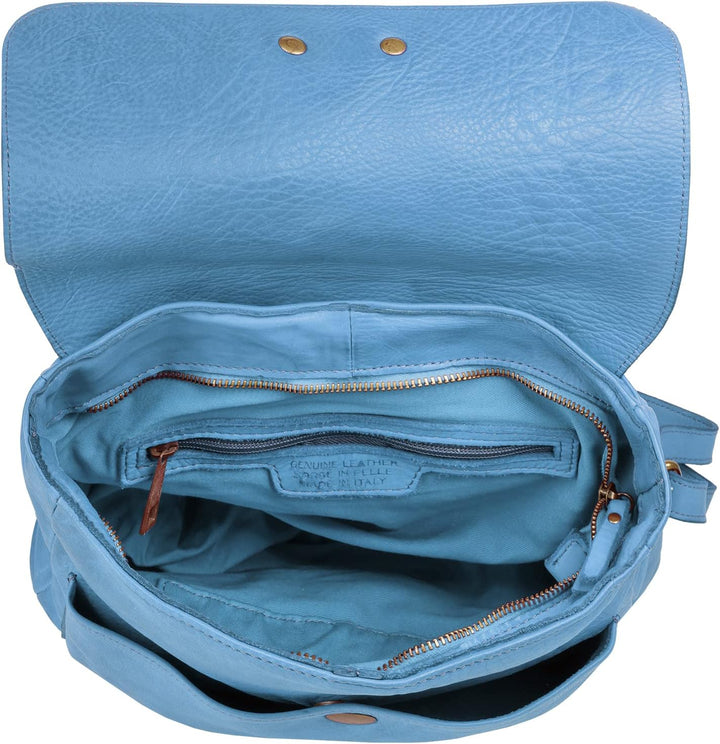 Samantha Look Rucksack Echt Leder Damen | | 021380 Blau, Blau