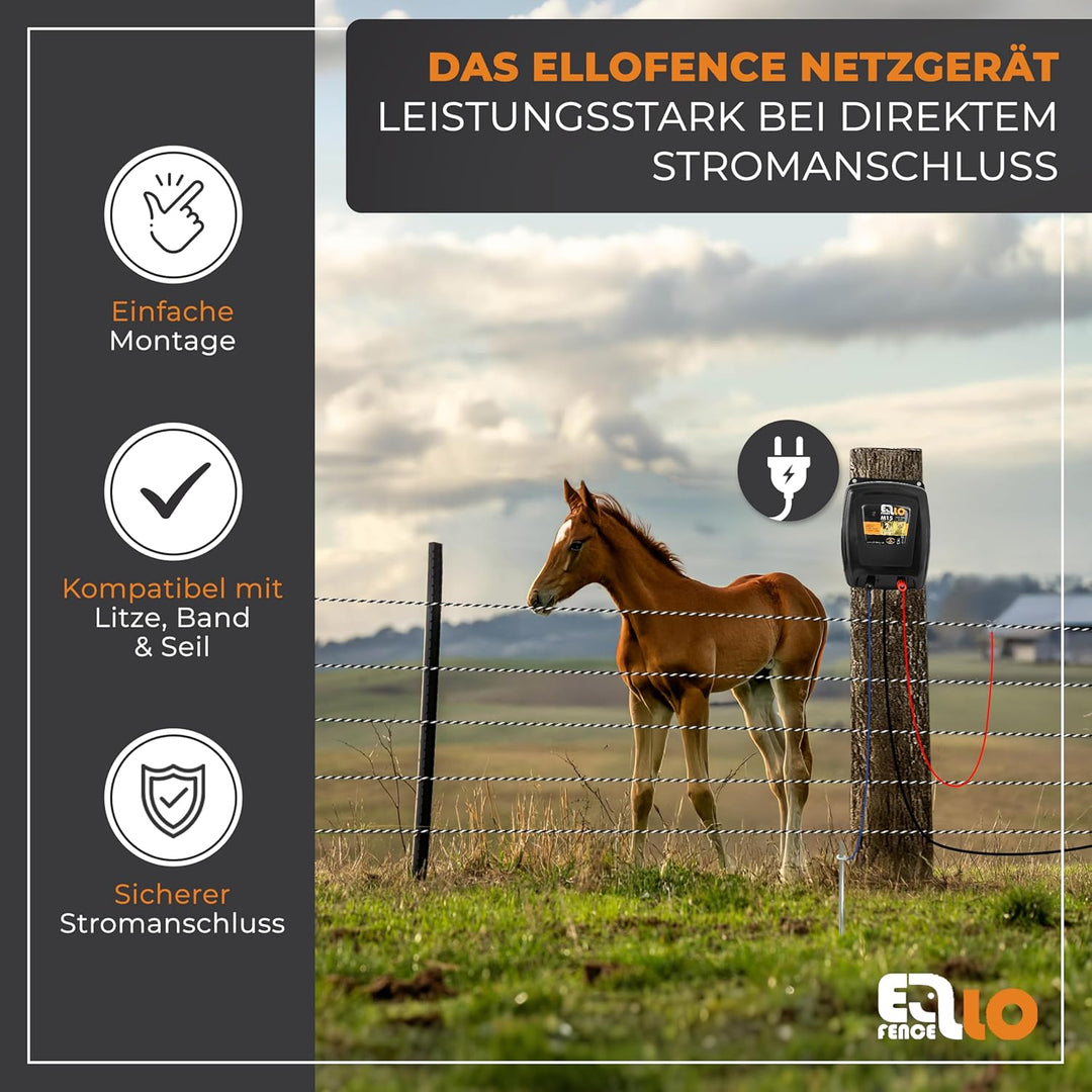 Weidezaungerät 230V M15 | Extra Starkes &amp; leises Elektrozaungerät | Wetterfestes Stromzaungerät für