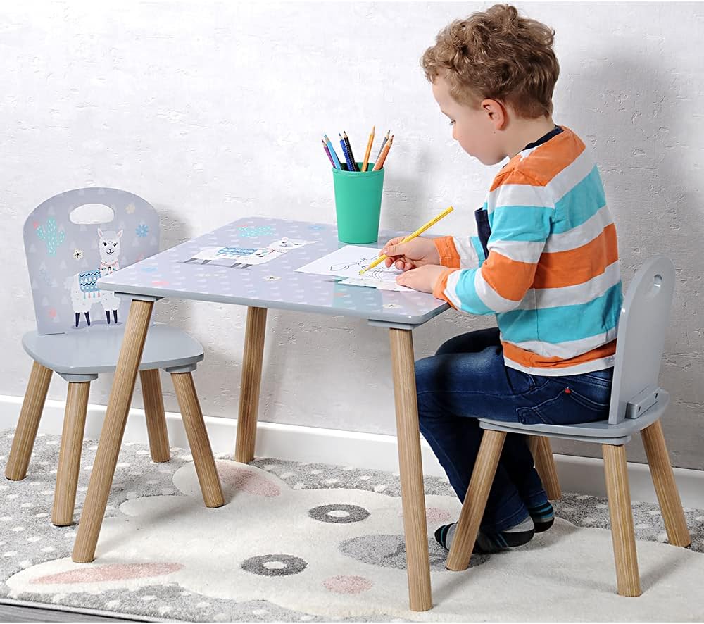 Kesper | Kindertisch mit 2 Stühlen, Material: Faserplatte, Masse: Tisch: 55 x 55 x 45 cm, Stuhl: 27