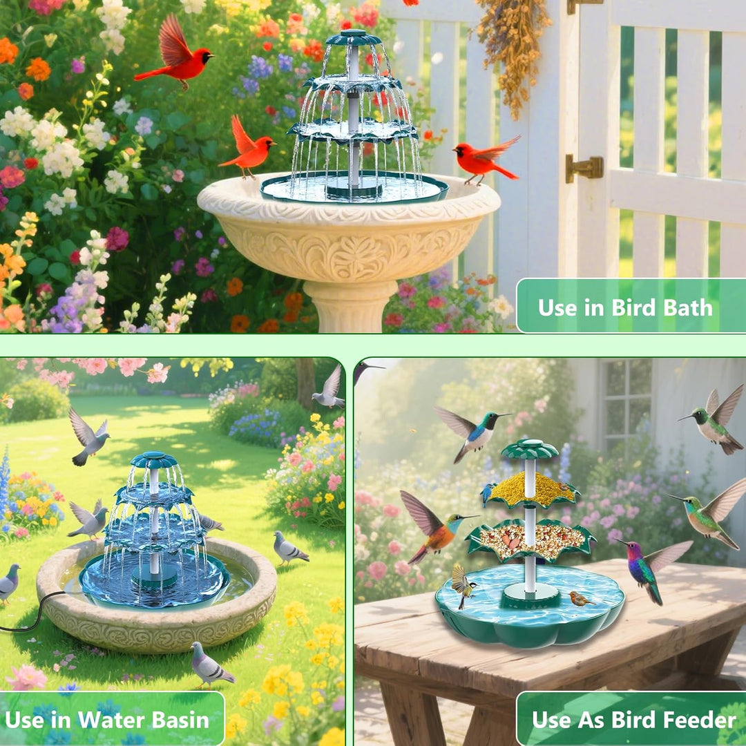 AISITIN DIY Brunnen,Vogeltränke Sets mit 6,5W Solar Springbrunnen, 3 Stufige Vogelfütterer für Draus