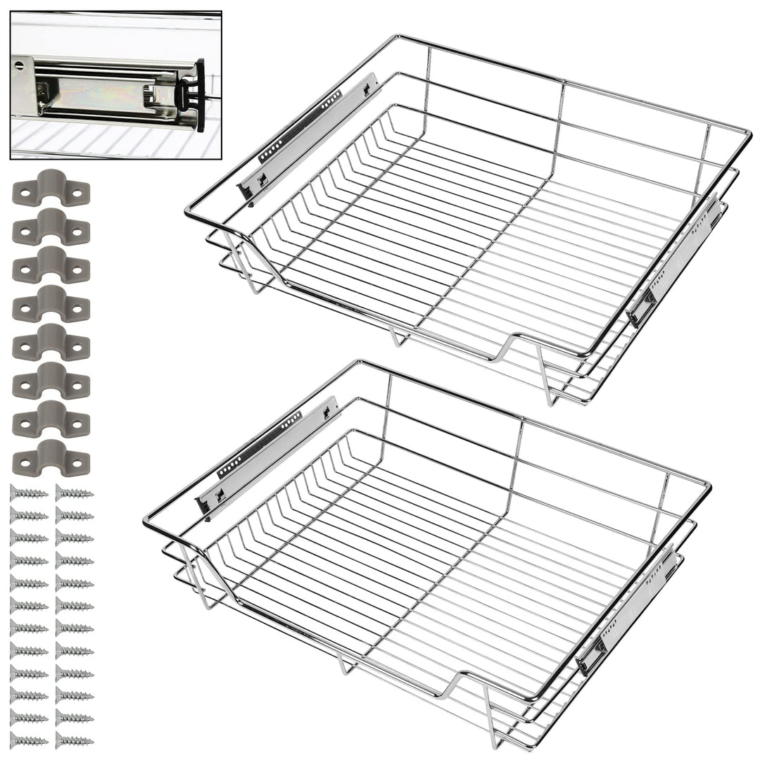 2x Küchenschublade 60cm Teleskopschublade 25kg Belastbar Korbauszug Küchen Regal Teleskopschublade a