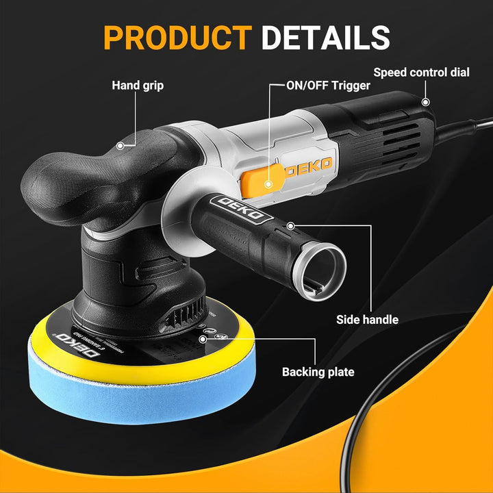 Exzenter Poliermaschine Auto 800W: DEKOPRO Doppelte Aktion poliermaschine Set mit 150MM Pad, 6-stufi