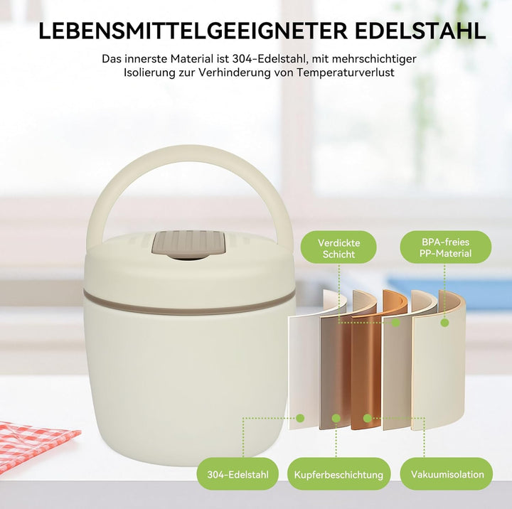 OTraki Thermobehälter Essen 1200ml, Lunchbox Thermo mit Löffel, Wärmebehälter für Speisen Kinder, Ed
