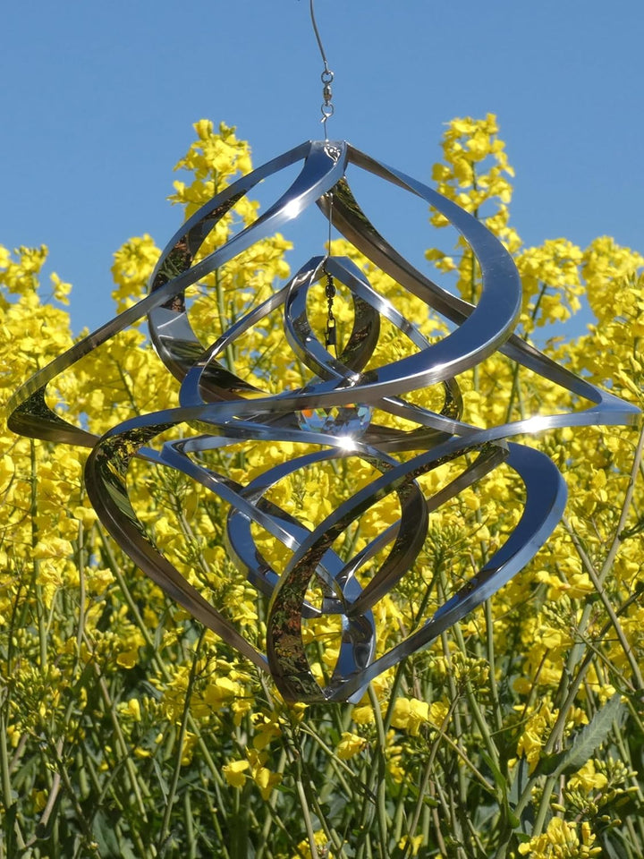 Pommerntraum ®| Edelstahlwindspiel MIT 4 cm KRISTALL ROSTFREI Windspiel Edelstahl Winddancer Unruhe