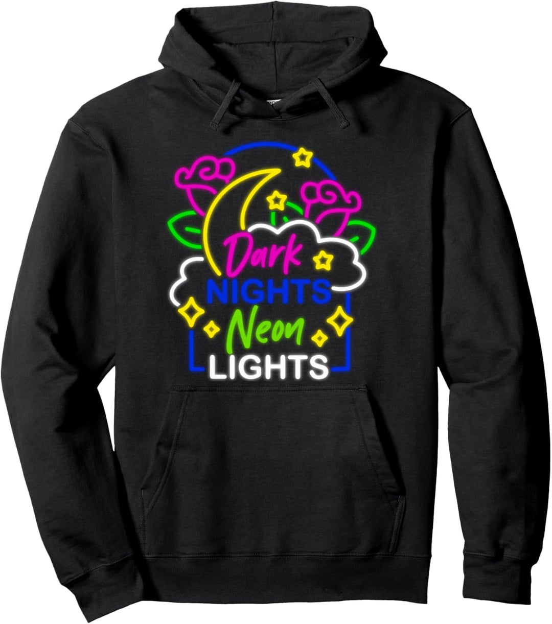 Dark Nights Neon Lights Gothic Occult Grunge 90s Pullover Hoodie