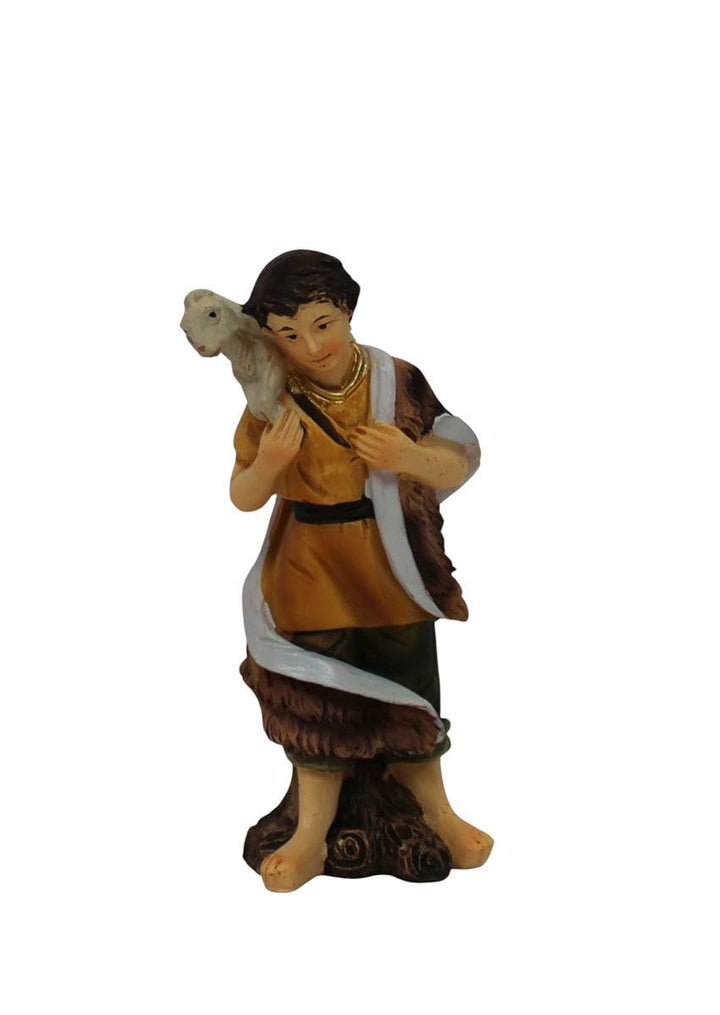 ZICOM Krippenfigur Miniaturfigur Hirte mit Schaf auf Schulter Höhe 8cm handbemalt Polyresin, Modellb