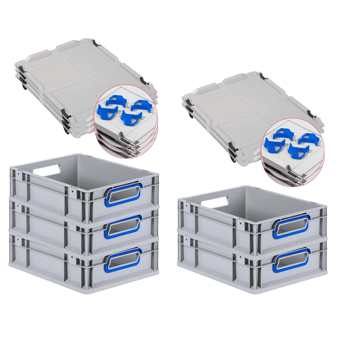 SuperSparSet 5x Eurobox NextGen Color mit Auflagedeckel & Schiebeschnappverschlüsse, HxBxT 12x30x40c