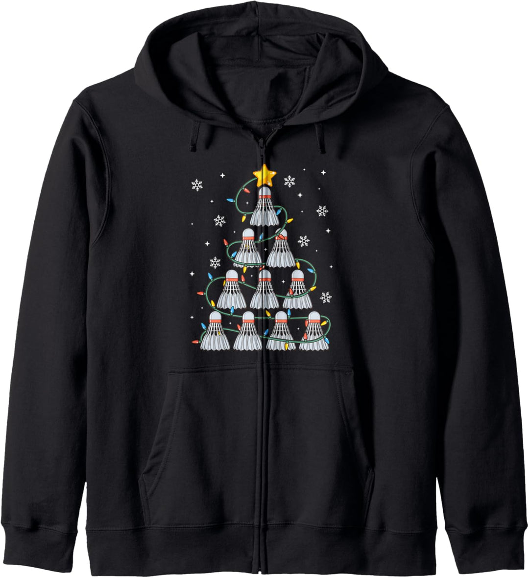 Federball Grafik Badminton Spieler Geschenk Weihnachten Kapuzenjacke