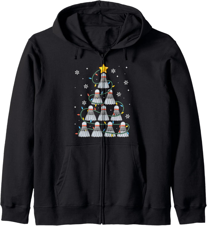 Federball Grafik Badminton Spieler Geschenk Weihnachten Kapuzenjacke