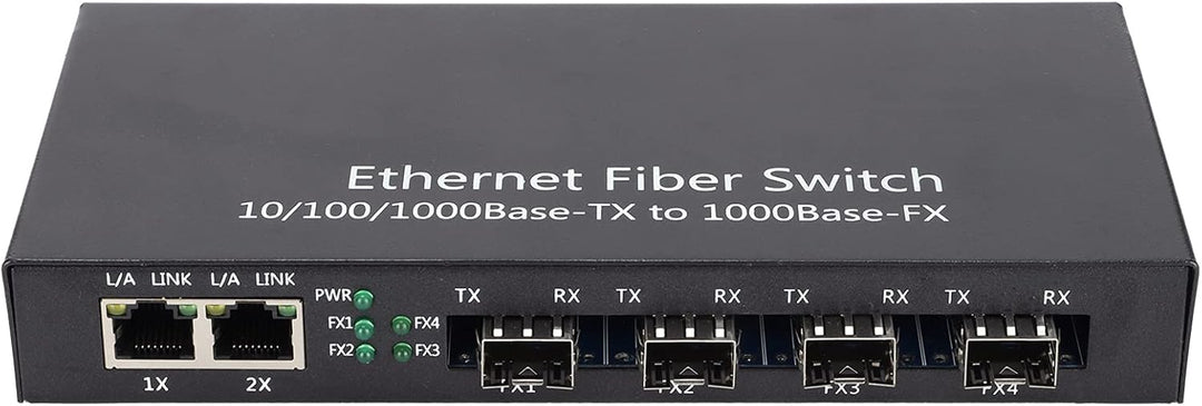 Dioche Glasfaser zu Ethernet Konverter, Ethernet Medienkonverter RJ45 10/100/1000M 4-Faser 2-Port Si