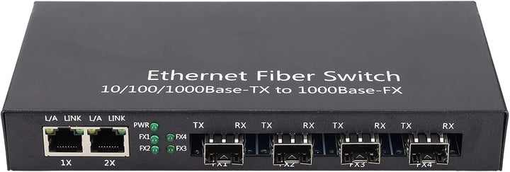 Dioche Glasfaser zu Ethernet Konverter, Ethernet Medienkonverter RJ45 10/100/1000M 4-Faser 2-Port Si
