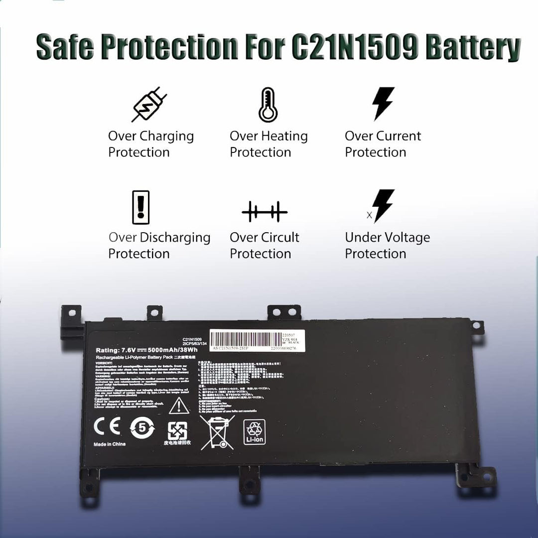 FengWings® C21N1509 38Wh 7.6V Akku Kompatibel mit Asus X556 X556U X556UA X556UB X556UF X556UJ X556UQ