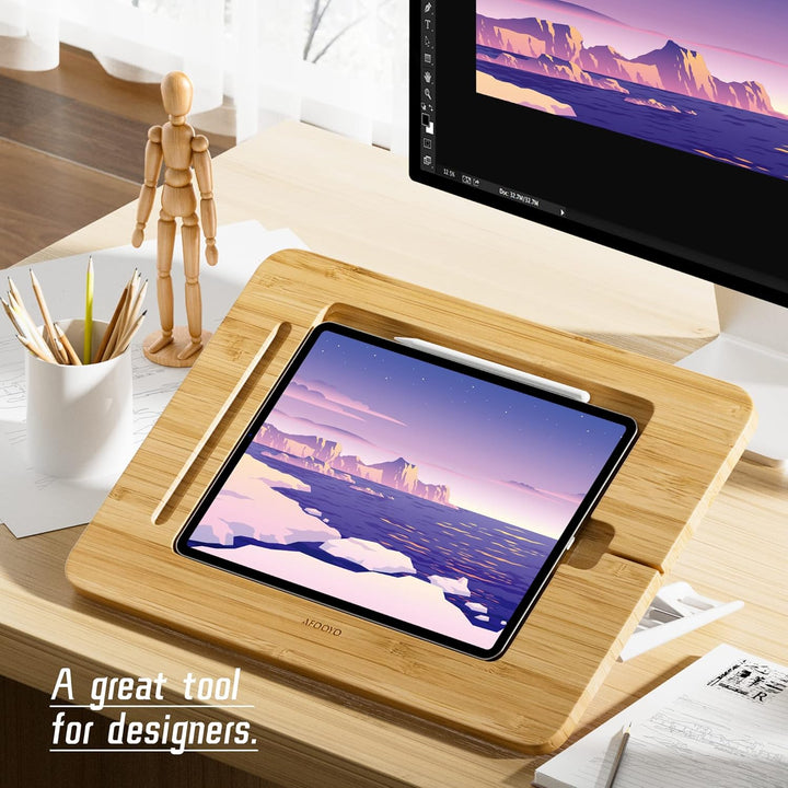 AFOOYO Tablet-Zeichenständer aus Holz, verstellbar, 5 Winkel, für Laptop, Buchleseständer, kompatibe