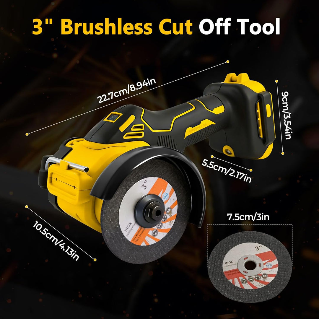Akku-Winkelschleifer für Dewalt 18/20 V, bürstenloser Mini-Winkelschleifer, 20.000 U/min, 75 mm, kle
