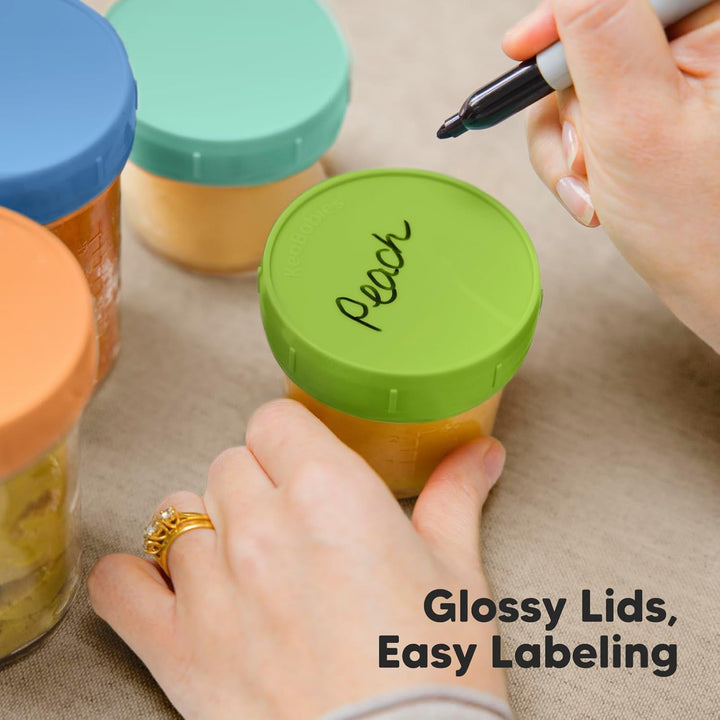 KeaBabies 8er-Pack Babynahrung Aufbewahrung Glas - Leckfest, Mikrowellengeeignet Baby Nahrungsbehält