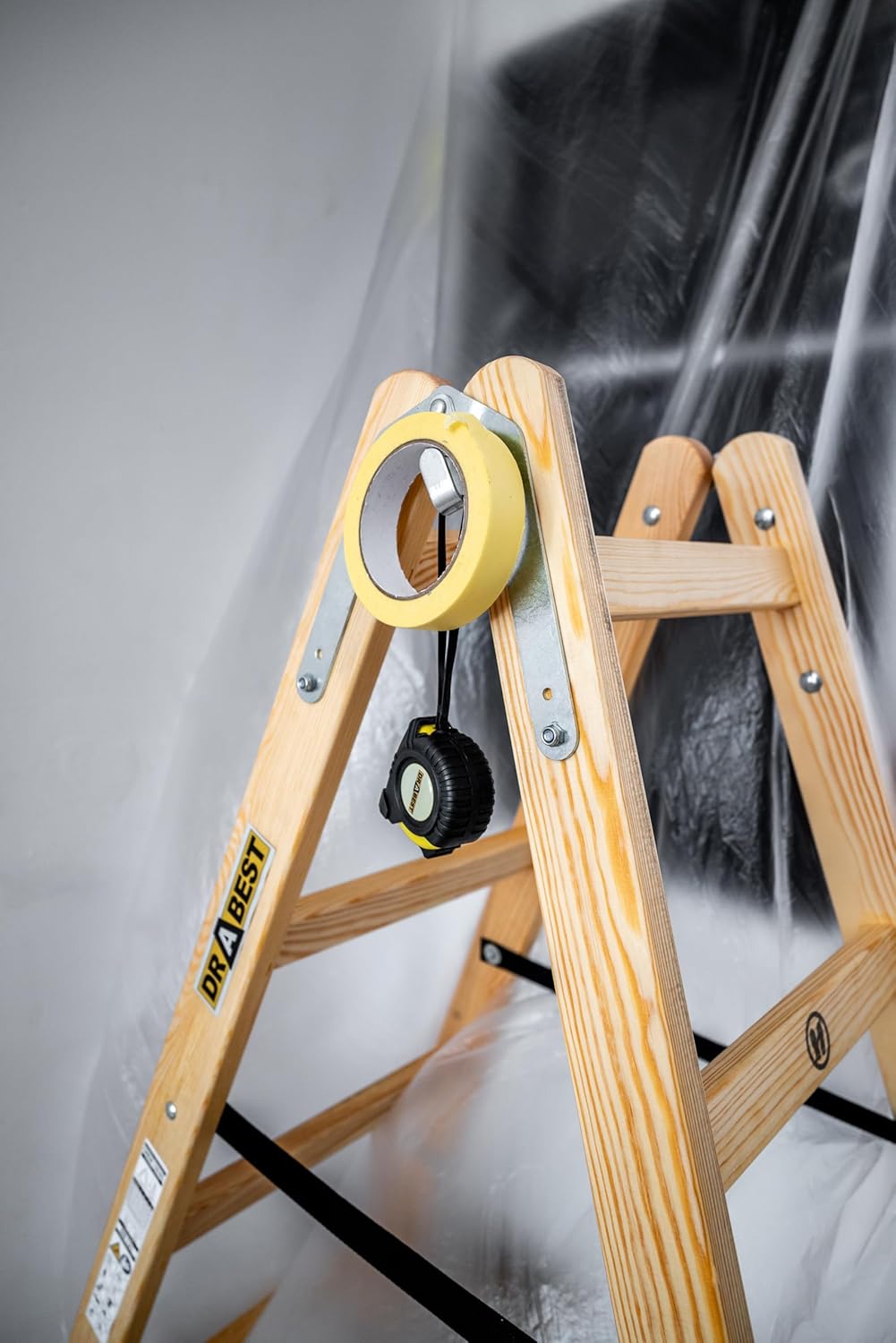 DRABEST - Holzleiter - für Malerarbeiten - 2X 3 Sprossen - m lang - bis 150 kg - Arbeitshöhe 0,95 m