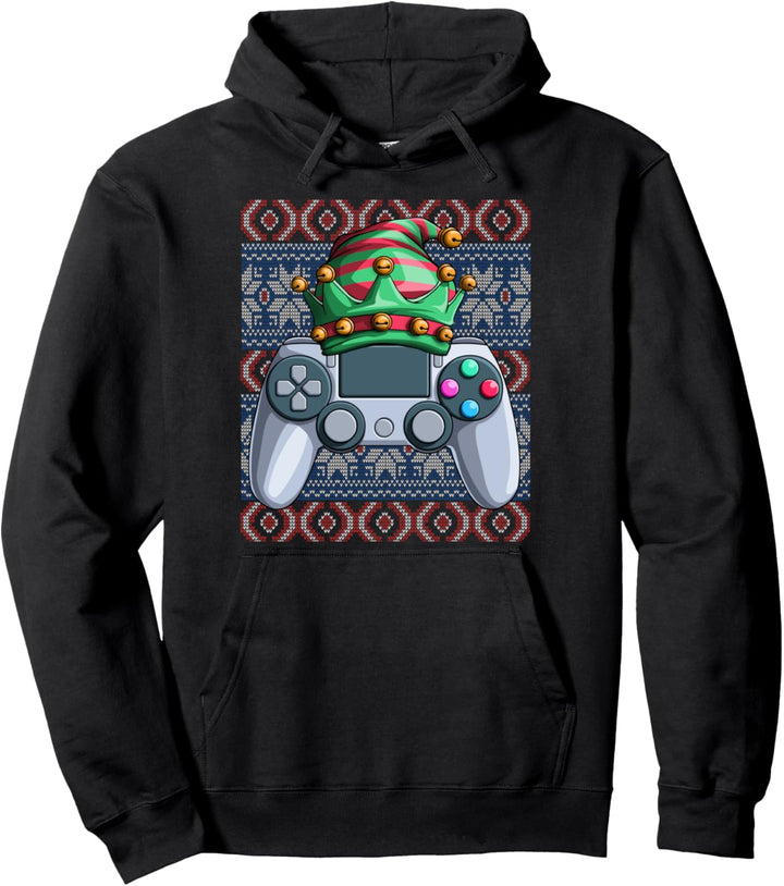 Elf Video Gamer Hässliche Weihnachten Game-Controller Xmas Pullover Hoodie
