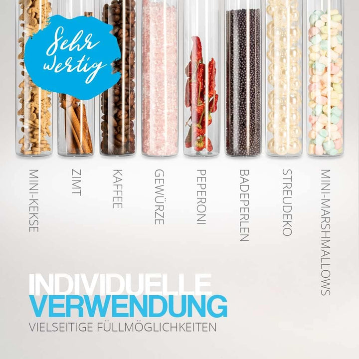 Tuuters 6x Gewürzgläser mit Verschluss (weiss), kleine Glasfläschchen für Gewürze (100 x Ø30 mm) 100