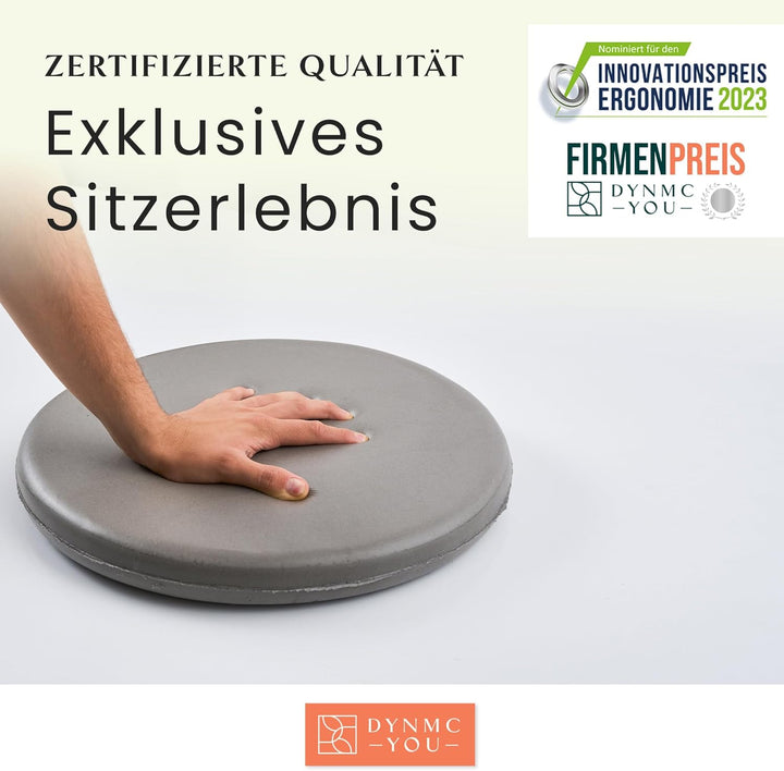 DYNMC you Sitzkissen Stuhl - Stuhlkissen 40x40 - Rund 2er Set Grau - Test SEHR GUT - Mittelhart H3 -