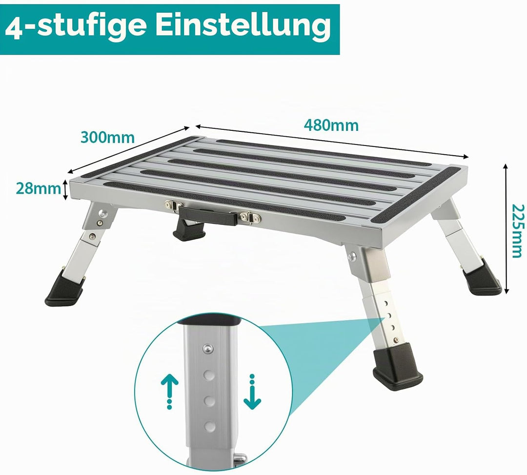 Wohnwagen Trittstufe, Premium Klappstufe Tritthocker, Wohnwagen Trittstufe Klappbar, Alu Tritthocker