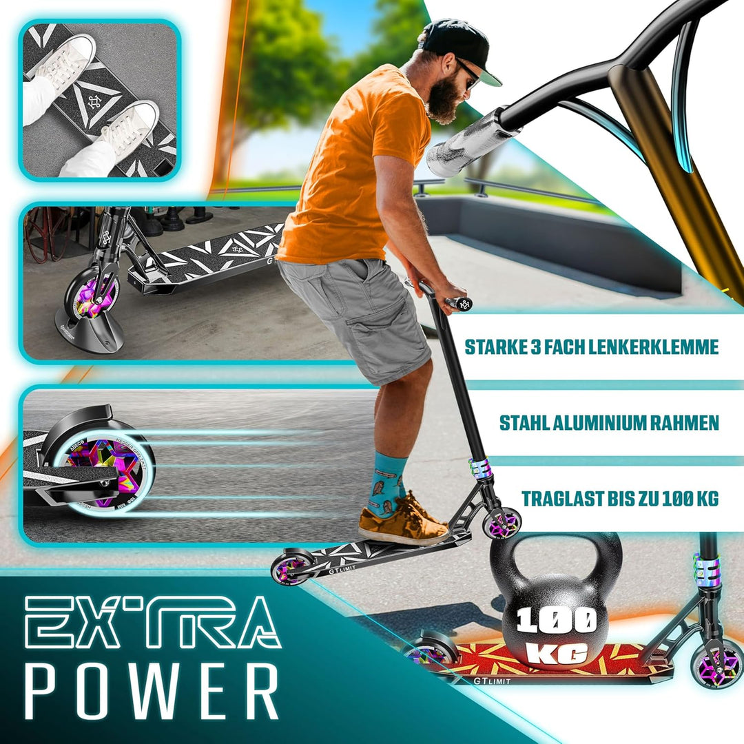 KESSER® Stunt Scooter GT-Limit 360° Lenkung Funscooter Stuntscooter mit Ständer ABEC 9 Kugellagern,