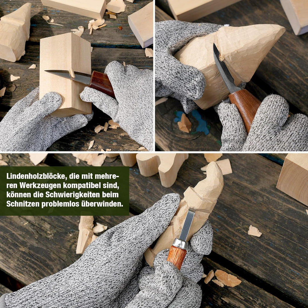 15 Stück Natürlich Lindenholz Holzblock -Handgeschnitztes Holz zum Schnitzen Drechselholz - DIY Hand