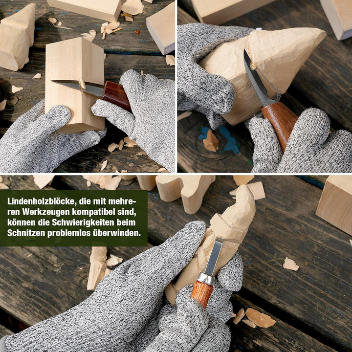 15 Stück Natürlich Lindenholz Holzblock -Handgeschnitztes Holz zum Schnitzen Drechselholz - DIY Hand