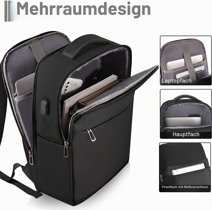 SONAMBULO Laptop Rucksack 15,6 Zoll, Business Notebook Tasche für Unisex mit USB-Anschluss und wasse