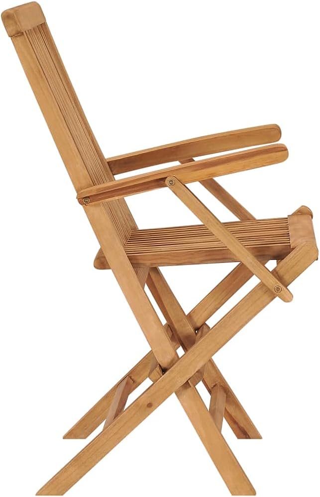 vidaXL 3X Teak Massiv Gartenstuhl mit Armlehnen Klappbar Holzstuhl Klappstuhl Stuhl Stühle Gartenmöb