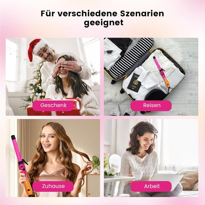 Lockenstab Automatisch Hair Curler with Klemme, Rotierend Curling Iron 1 Inch mit Tourmalin Keramik,