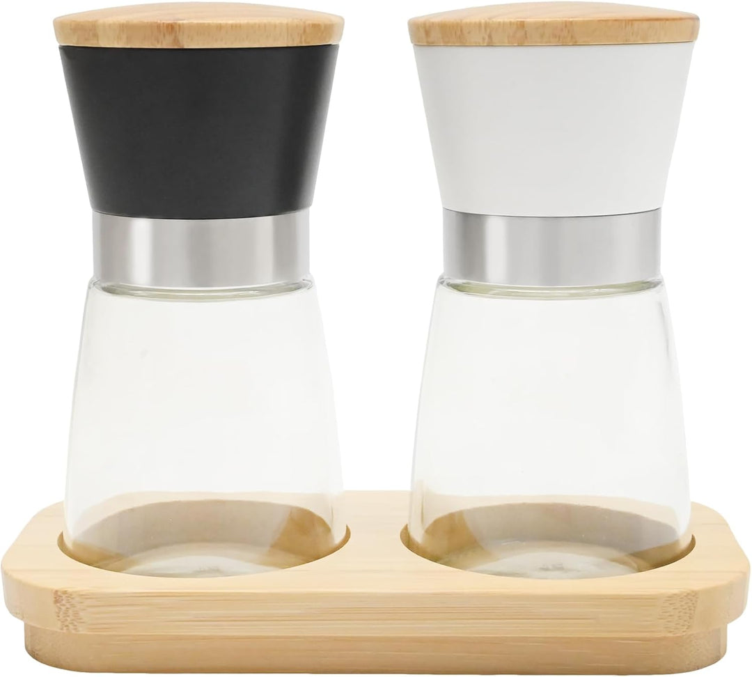 Stilvolles Salz- und Pfeffermühlen-Set, 2 elegante Holzmahlwerke mit verstellbarem Keramikmechanismu