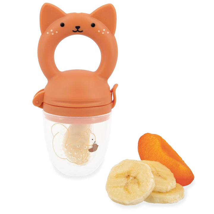 Kaloo – Set mit Lätzchen und Nager-Beissring Eichhörnchen – Babyzubehör für die Beikost – Weiches Si