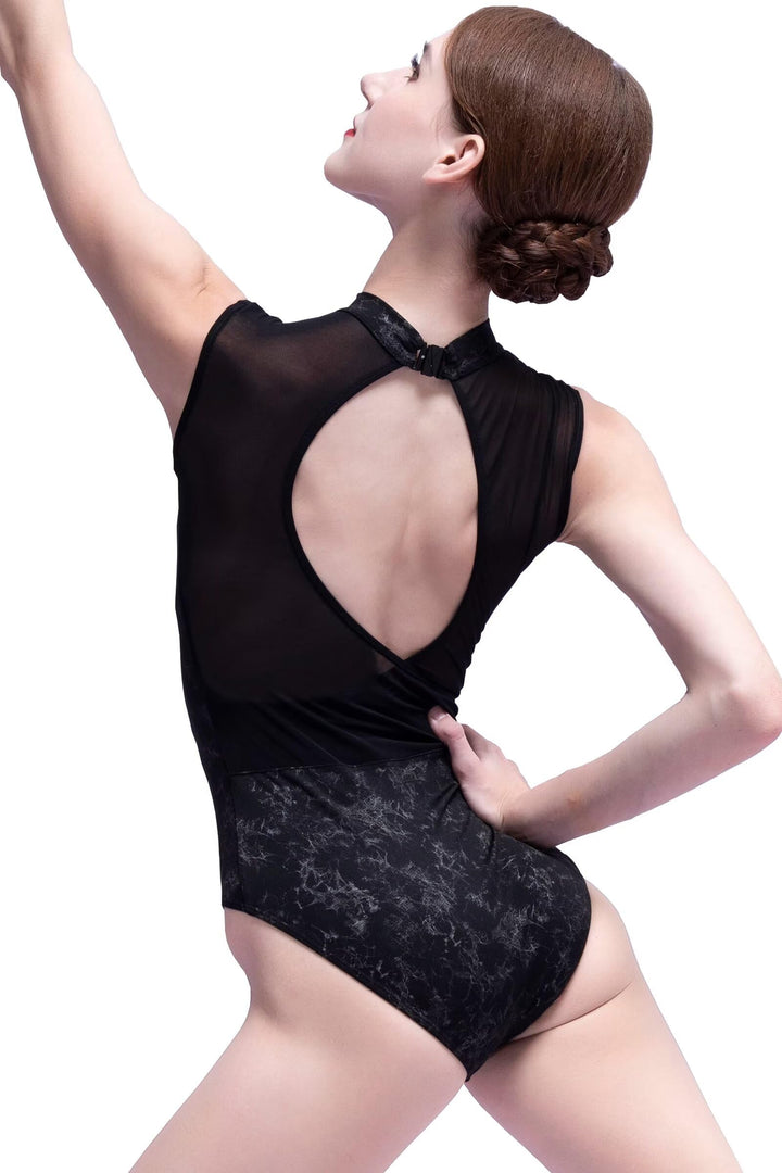 s.lemon Nackennetz Rückenfrei Gymnastik Trikots Ballett Tanz Trikots für Damen,mit BH Pad S Schwarz