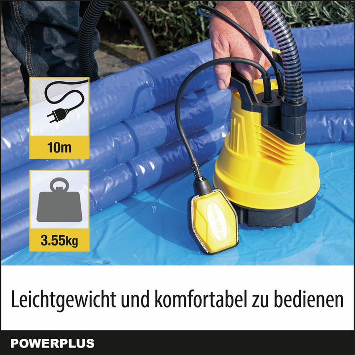 POWER plus Elektrische Wasserpumpe POWXG9502-350 W Tauchmotorpumpe, Maximaltemperatur 35°C und Förde