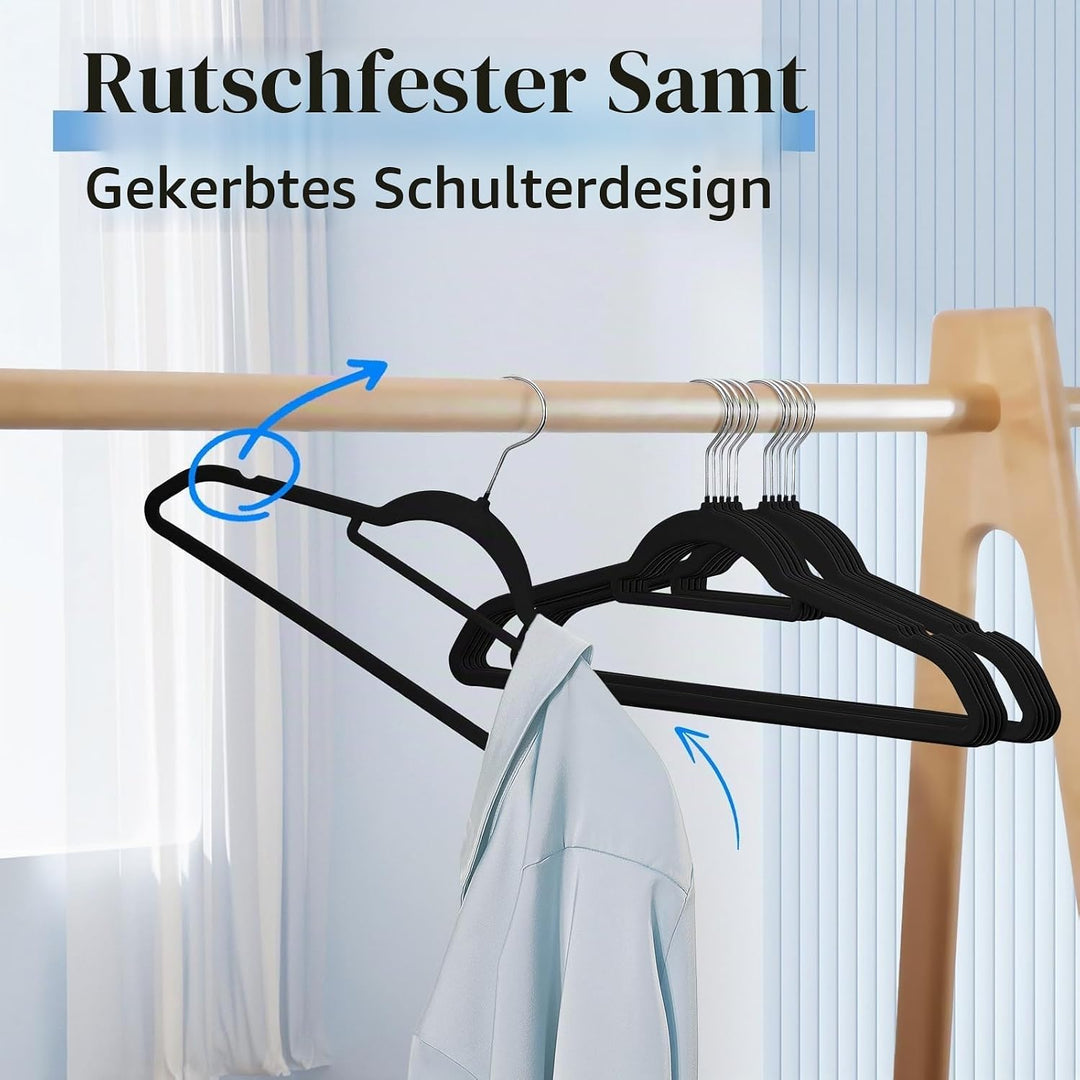 HOUSE DAY Kleiderbügel Samt 180 stück,Kleiderbügel Platzsparend Rutschfester mit Krawattenhalter,361