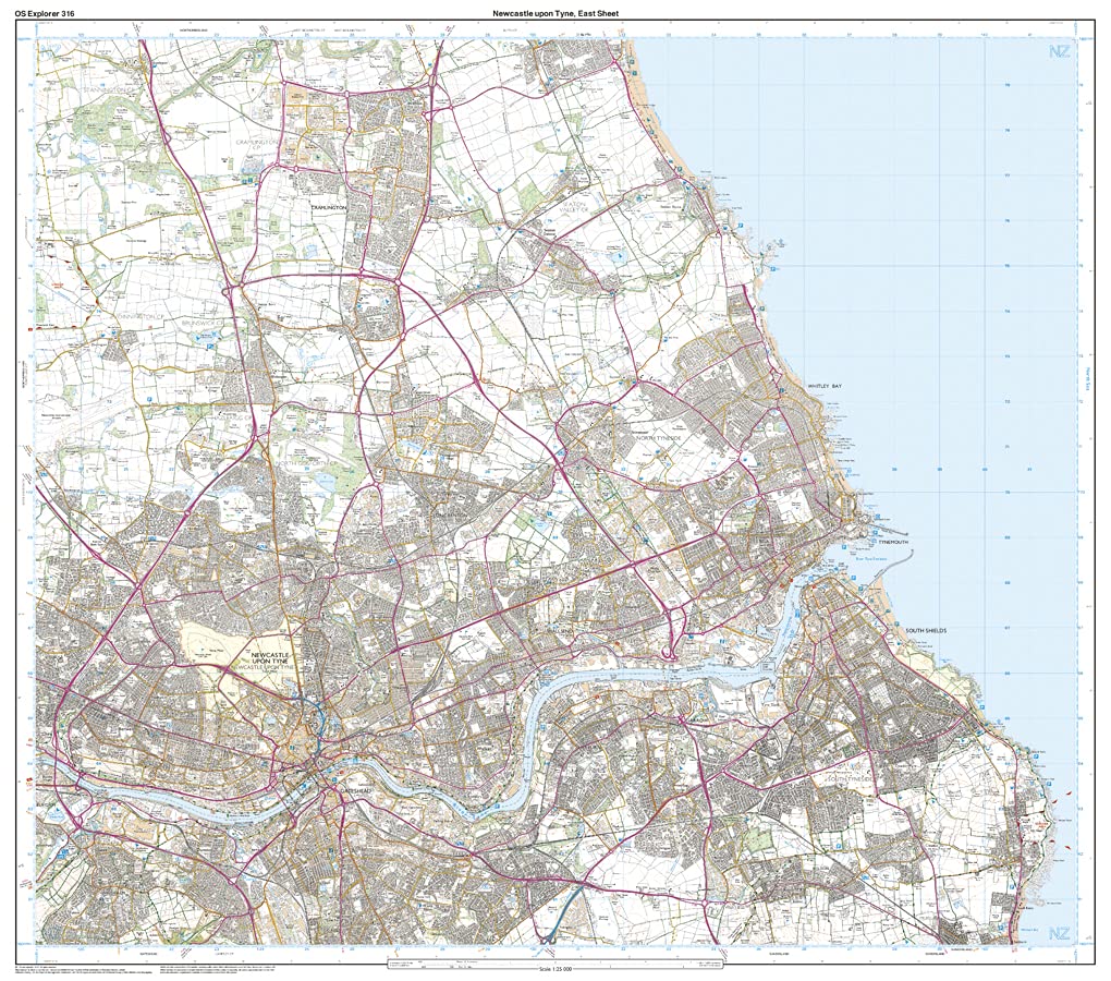 Newcastle Upon Tyne (OS Explorer Map, Band 316), Karte