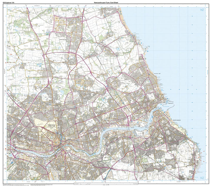 Newcastle Upon Tyne (OS Explorer Map, Band 316), Karte