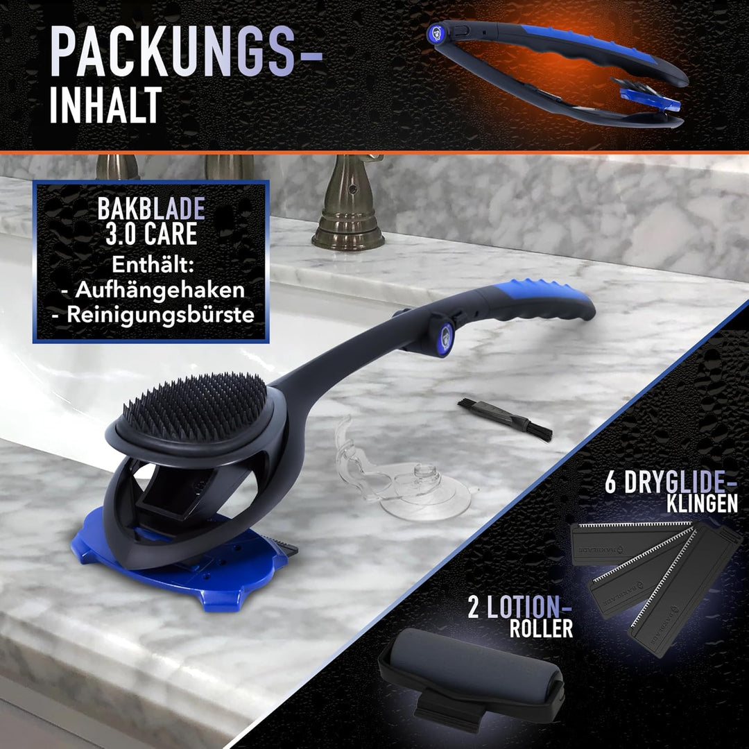BakBlade 3.0 Stealth Back Shaver All-in-1-Pflegeset – 23-Zoll-Griff – Inklusive Lotion-Applikator un