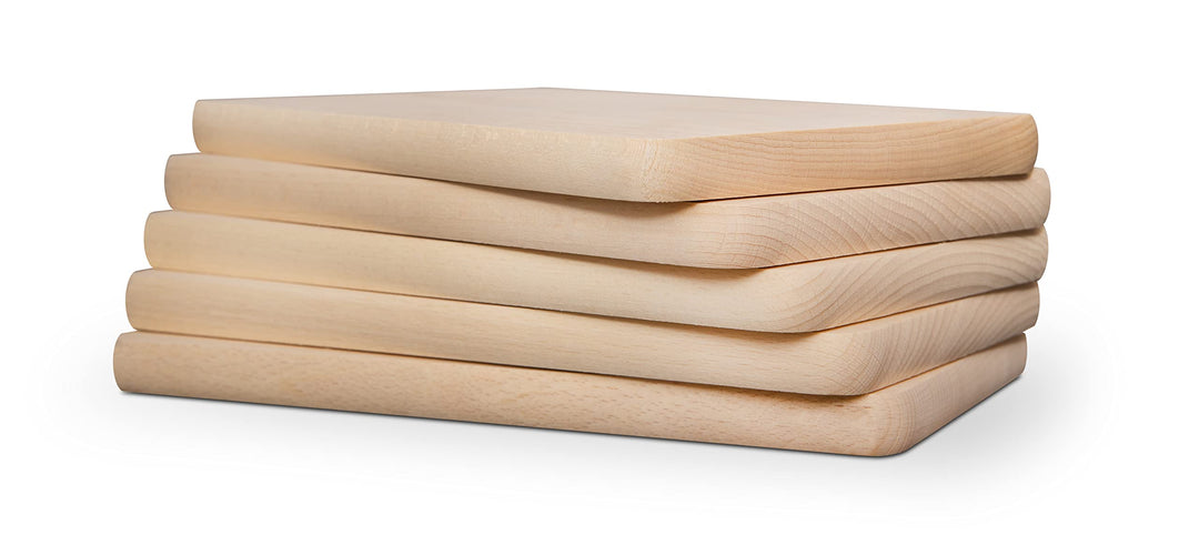 Frühstücksbrettchen Holz - Natur Buche unbehandelt - 5 x Holzbrettchen - Küchenbrett Brot Küchenuten