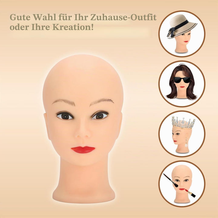 Schaufensterpuppenkopf, Puppenkopf, Silikon-Schaufensterpuppenkopf, Make-up-Training, Glatze, Schauf