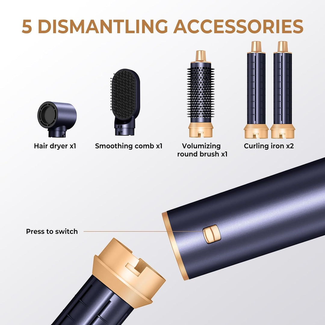 5 in 1 Hairstyler Air Styler 1000w Föhnbürste Set mit Air Lockenstab,Professioneller Haarstyling Ger